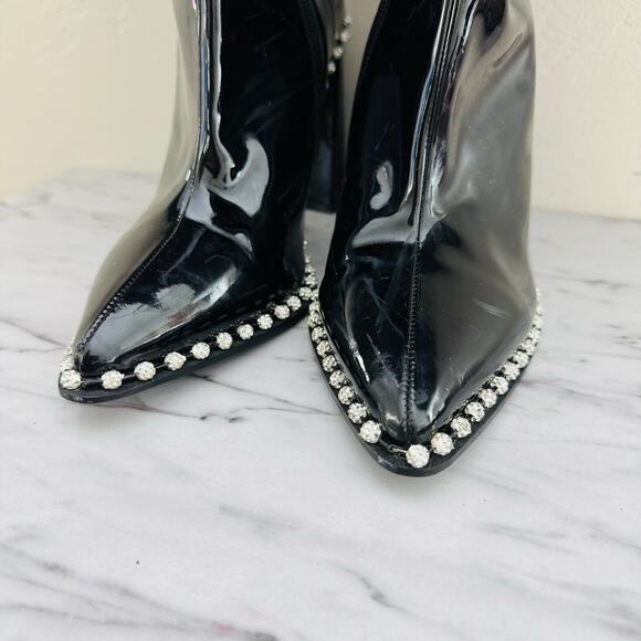 Steve Madden Edita Black Patent Leather Bedazzled Booties Women’s Size 8.5 - Picture 4 of 10